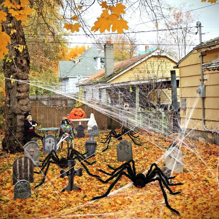 3PCS Spider Halloween Decorations Indoor Outdoor Spider Decorations Halloween Decor Halloween Spiders For Outside Fake Spider Realistic Spider Large